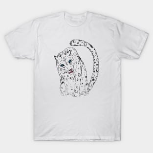 Sitting Pretty - Snow Leopard Sketch T-Shirt